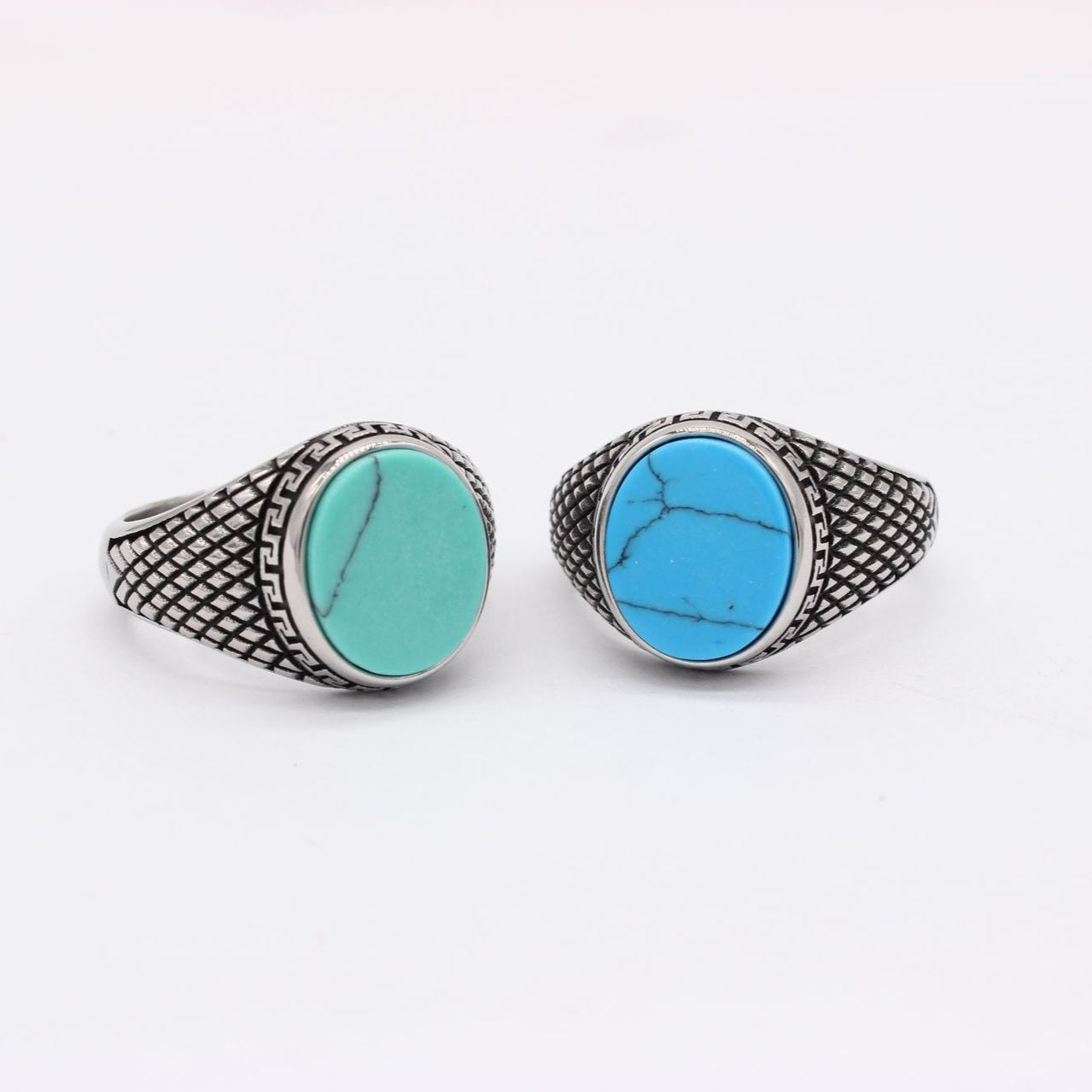 Planderful Turquoise Gemstone Titanium Steel Ring For Men Unisex Protection Statement Everyday Genie