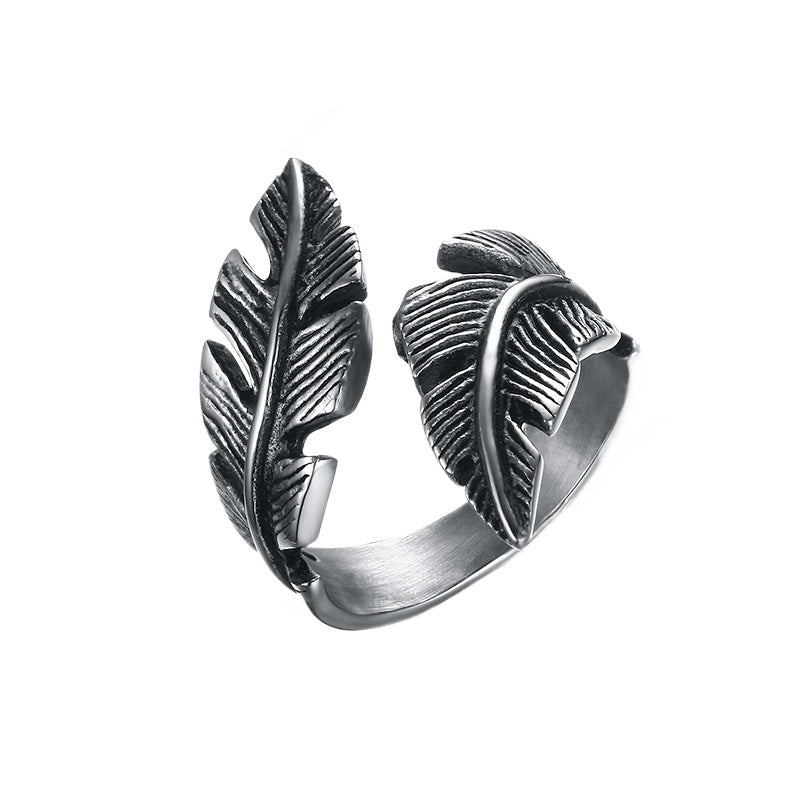 Wholesale Stainless Steel Feather Casting Ring for Men