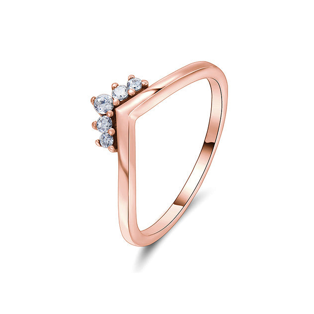 Everyday Genie Sterling Silver Crown Stacked Ring with Zircon for Women