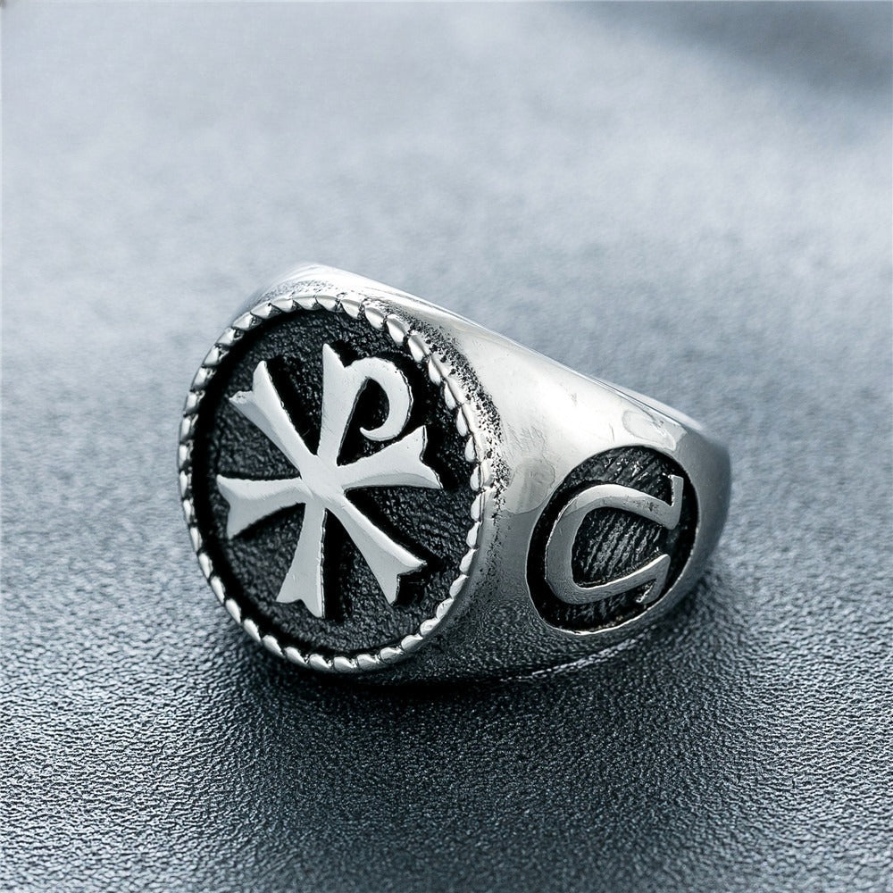 Planderful Titanium Steel Ring Retro Orthodox Design Unisex Punk Jewelry For Men And Women Bold Protection Statement