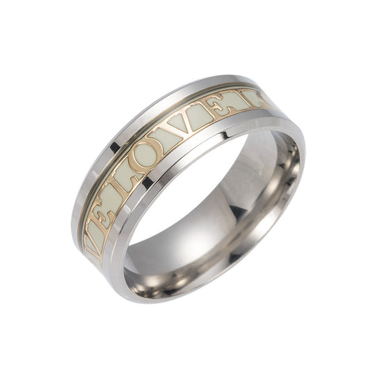 Luminous Love Letter Couple Ring with Steel Needle - Men's Wholesale Jewelry