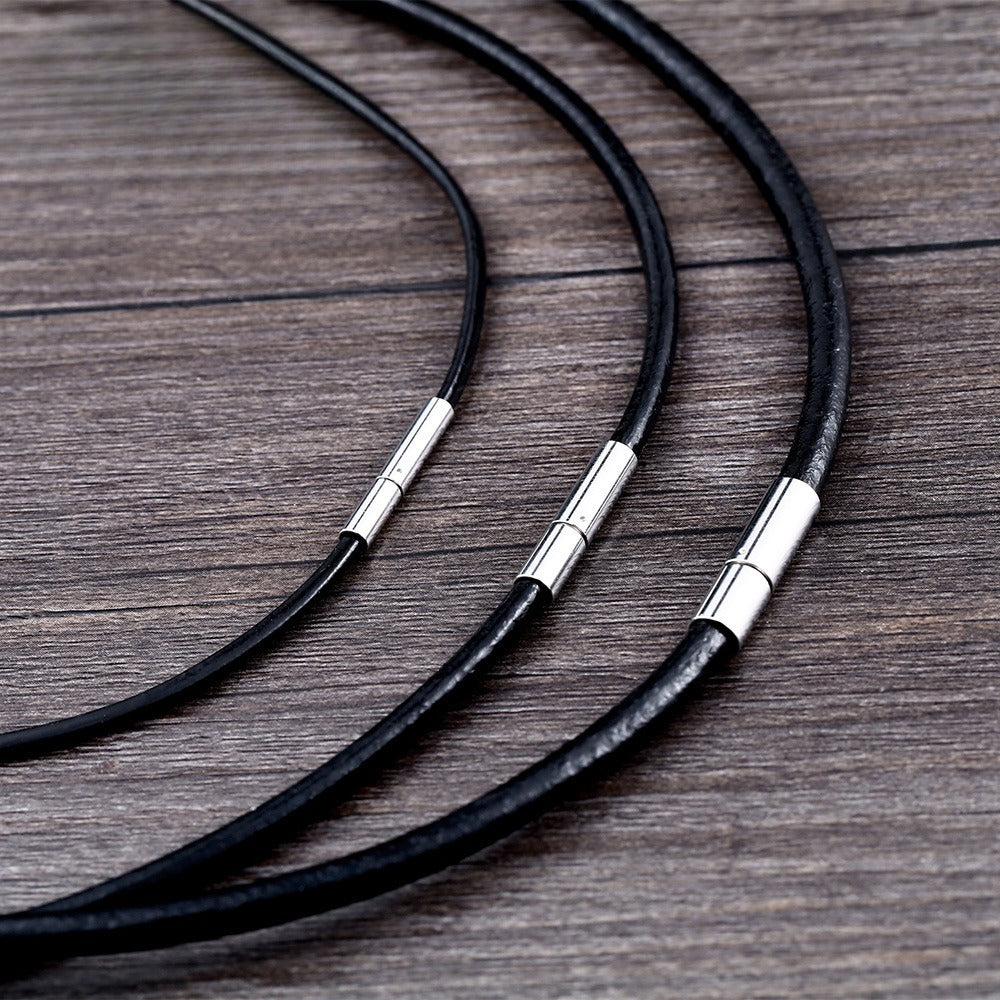 Version Of – Stainless Steel Buckle Leather Necklace – Unisex Leather Rope