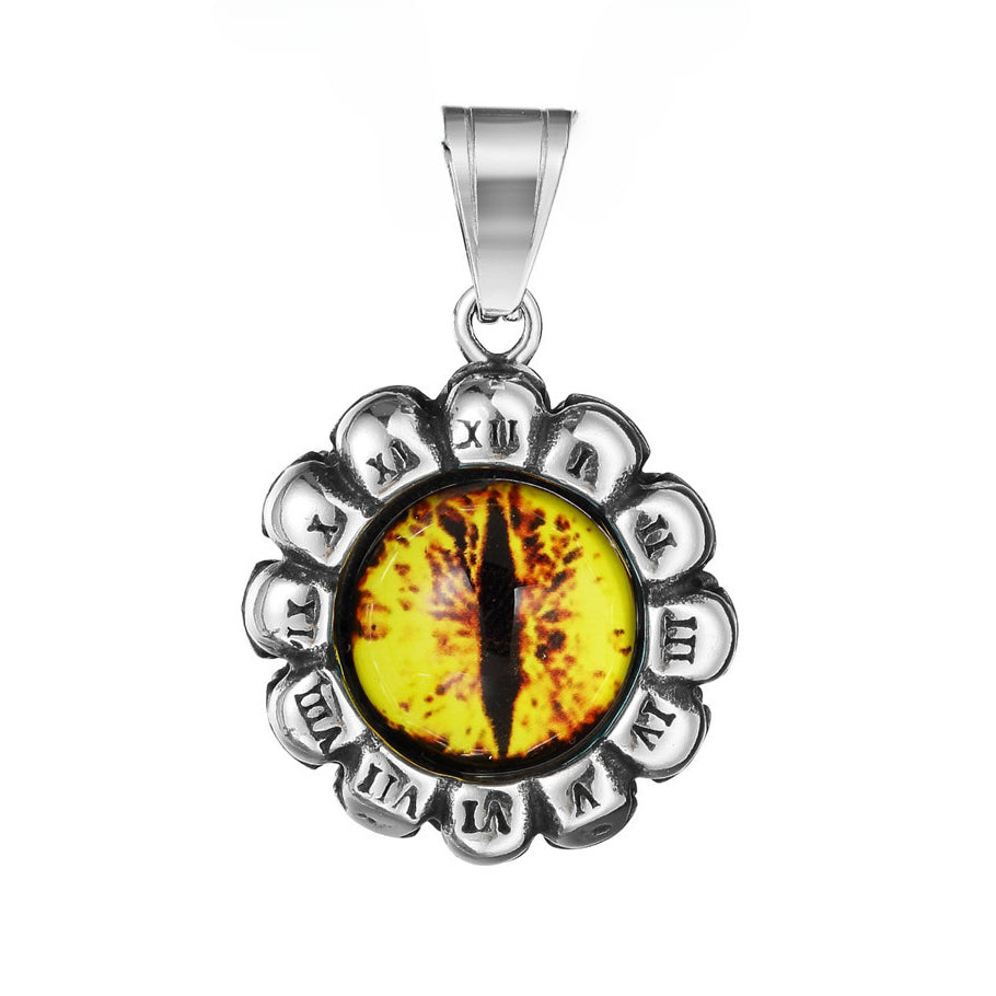 Halloween Skull Roman Numerals Devil's Eye Titanium Steel Pendant for Men