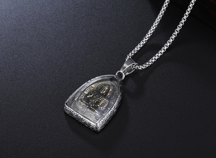 Buddha Pendant Titanium Steel Unisex Necklace Protection Statement Everyday Genie Planderful For Spiritual Seekers