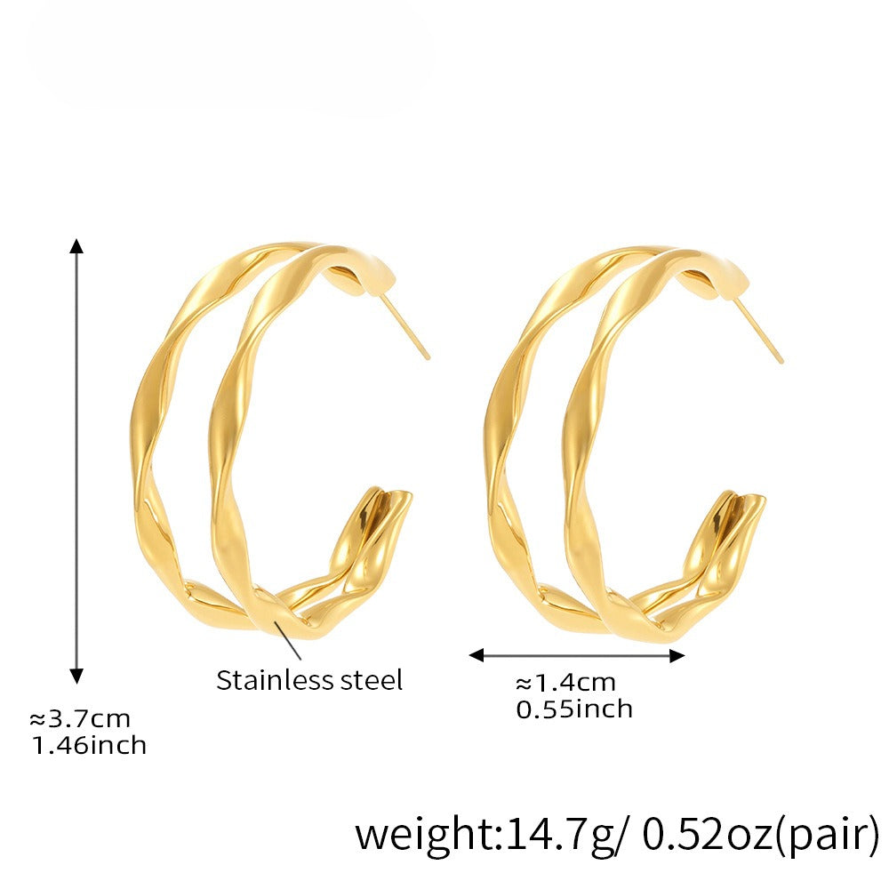 Planderful Women Twisted Ring Earrings Stainless Jewelry