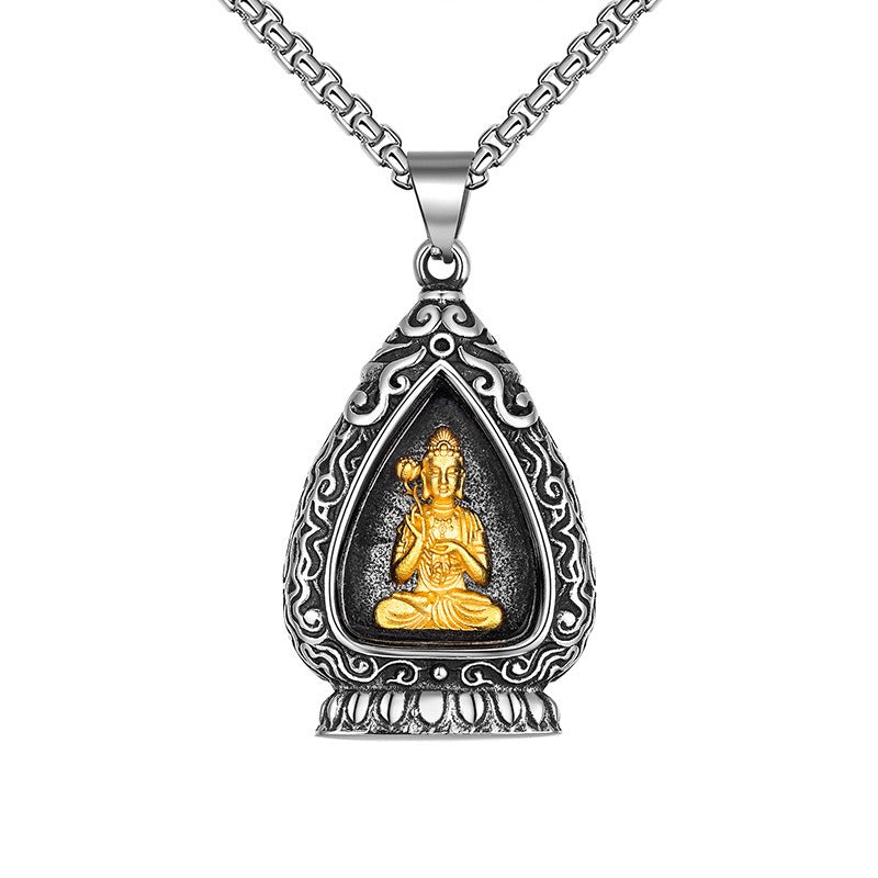 Steel Necklace - Elegant Buddhist Pendant Gift For Boyfriend
