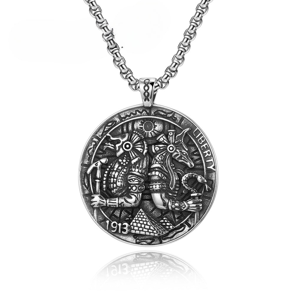 Ancient Egyptian Death Jackal Head Hipster Necklace for Men