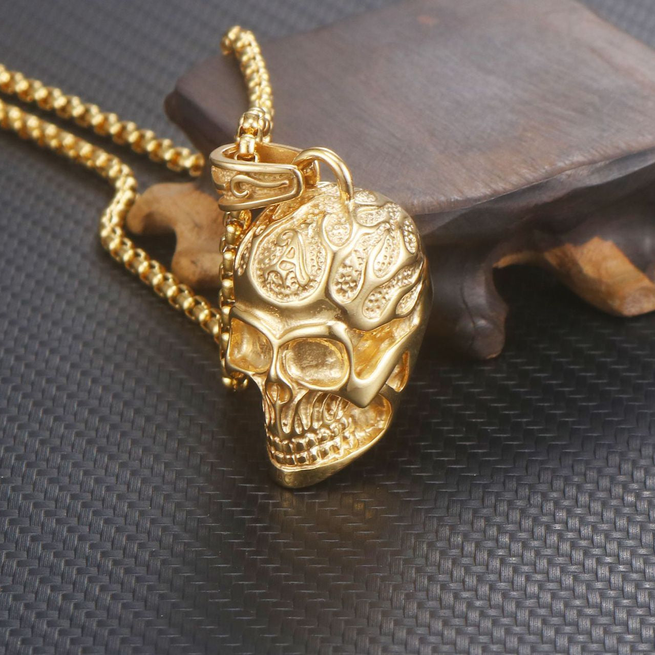 Personalized Punk Titanium Steel Skull Pendant for Men - European and American Religious Totem Design