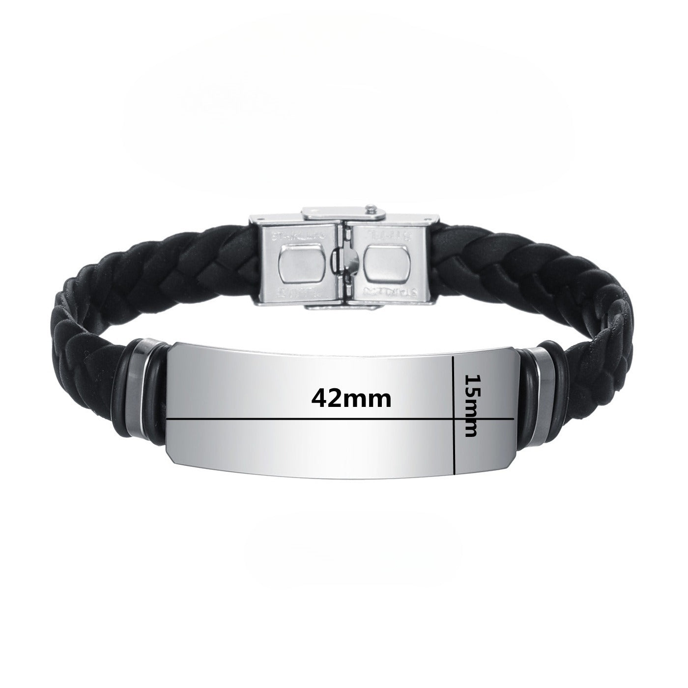 Planderful Leather Twist Stainless Steel Bracelet for Men