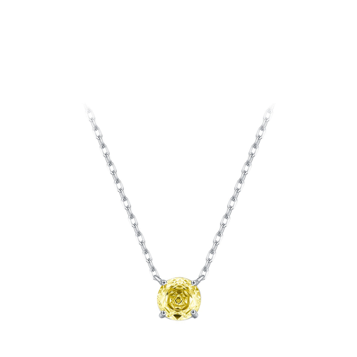 925 Sterling Silver Soft Yellow Rose-Cut Zircon Necklace