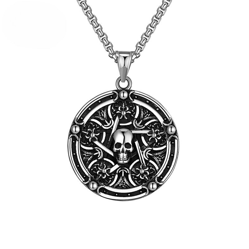 Steel Necklace – Vintage Skull Pendant For Men