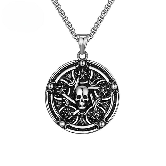 Steel Necklace – Vintage Skull Pendant For Men