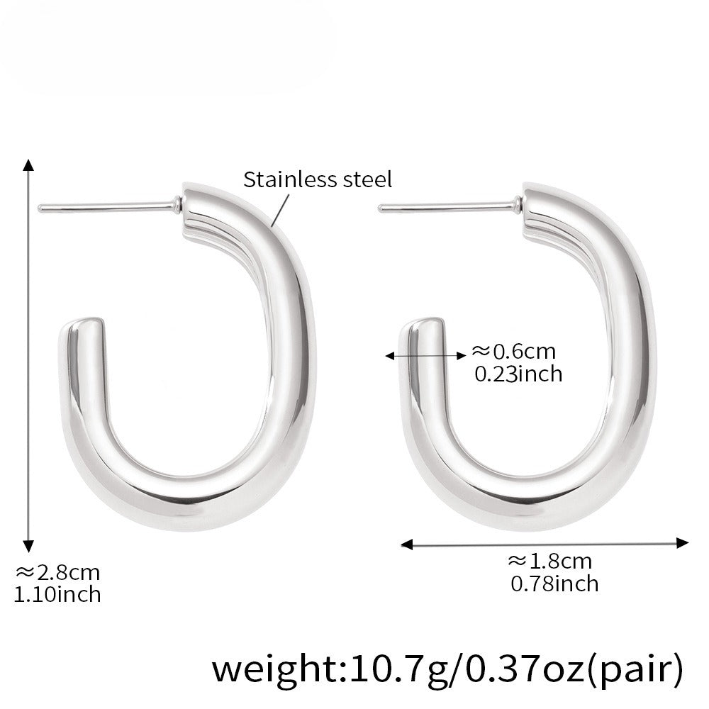 Planderful Ladies Genie Double Layer C Shaped Earrings 18K