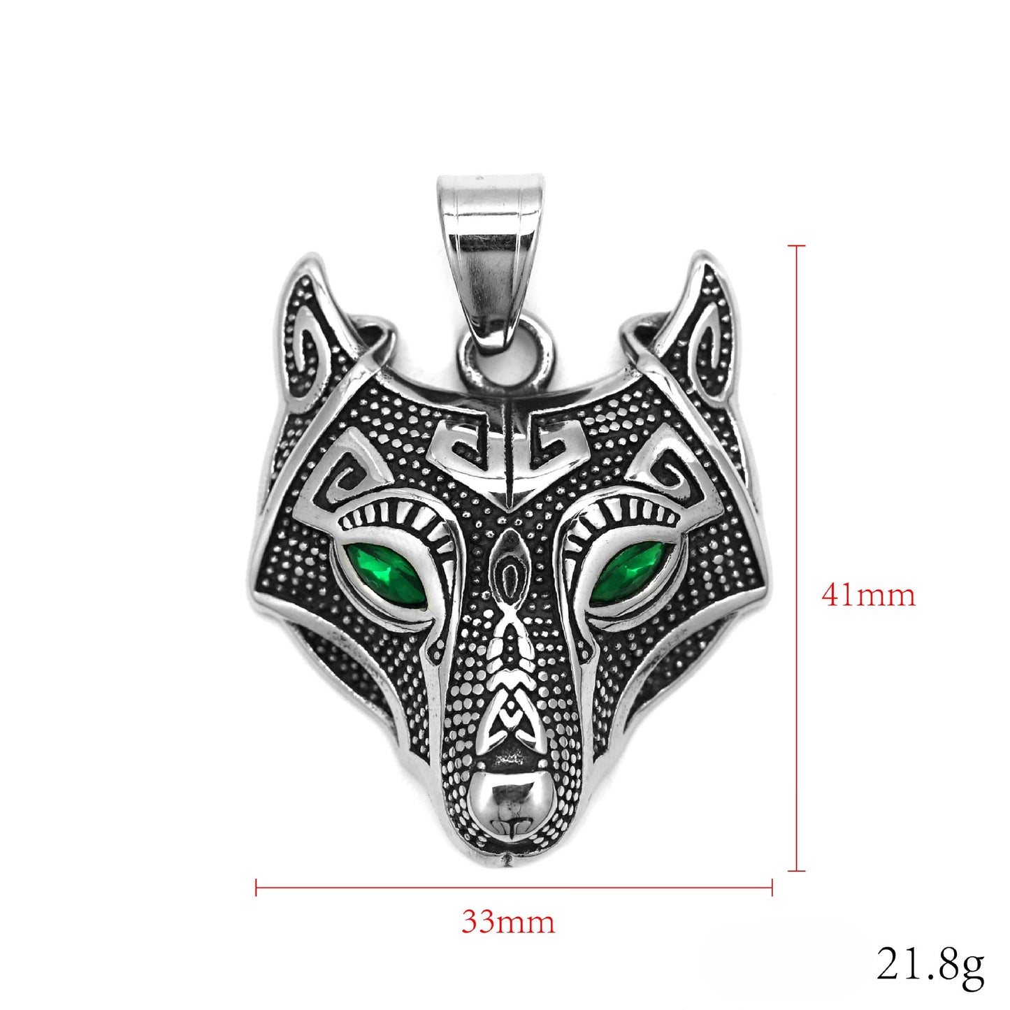 Steel Necklace - Statement Nordic Viking Celtic Wolf Head Pendant Necklace For Hip Hop Streetwear