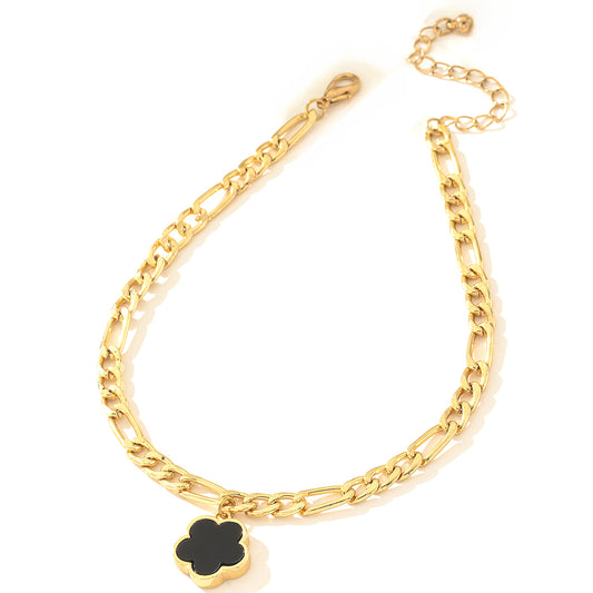 Planderful Vienna Verve Bracelet – Elegant OT Buckle Chain with Lucky Flower Pendant