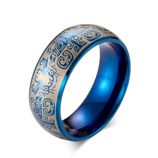 Chinese Style Plated 18K Gold Taotie Pattern Ring for Men