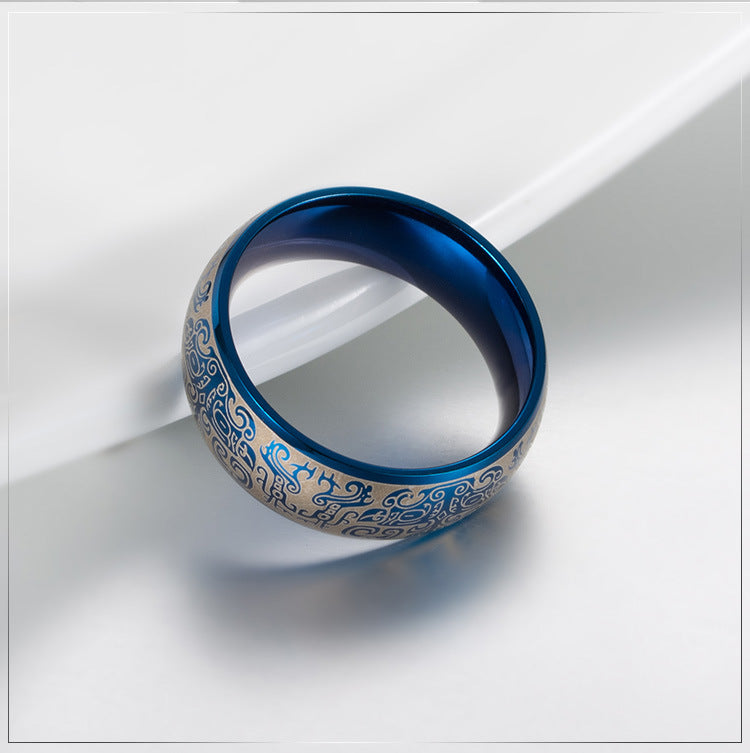 Steel Ring – Vintage Chinese Mythology Pattern