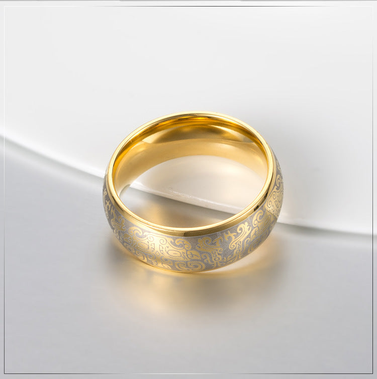 Steel Ring – Vintage Chinese Mythology Pattern