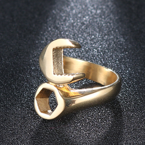 Men's Vintage-Inspired Titanium Steel Ring - Creative Wrench Design in Retro Stainless Steel