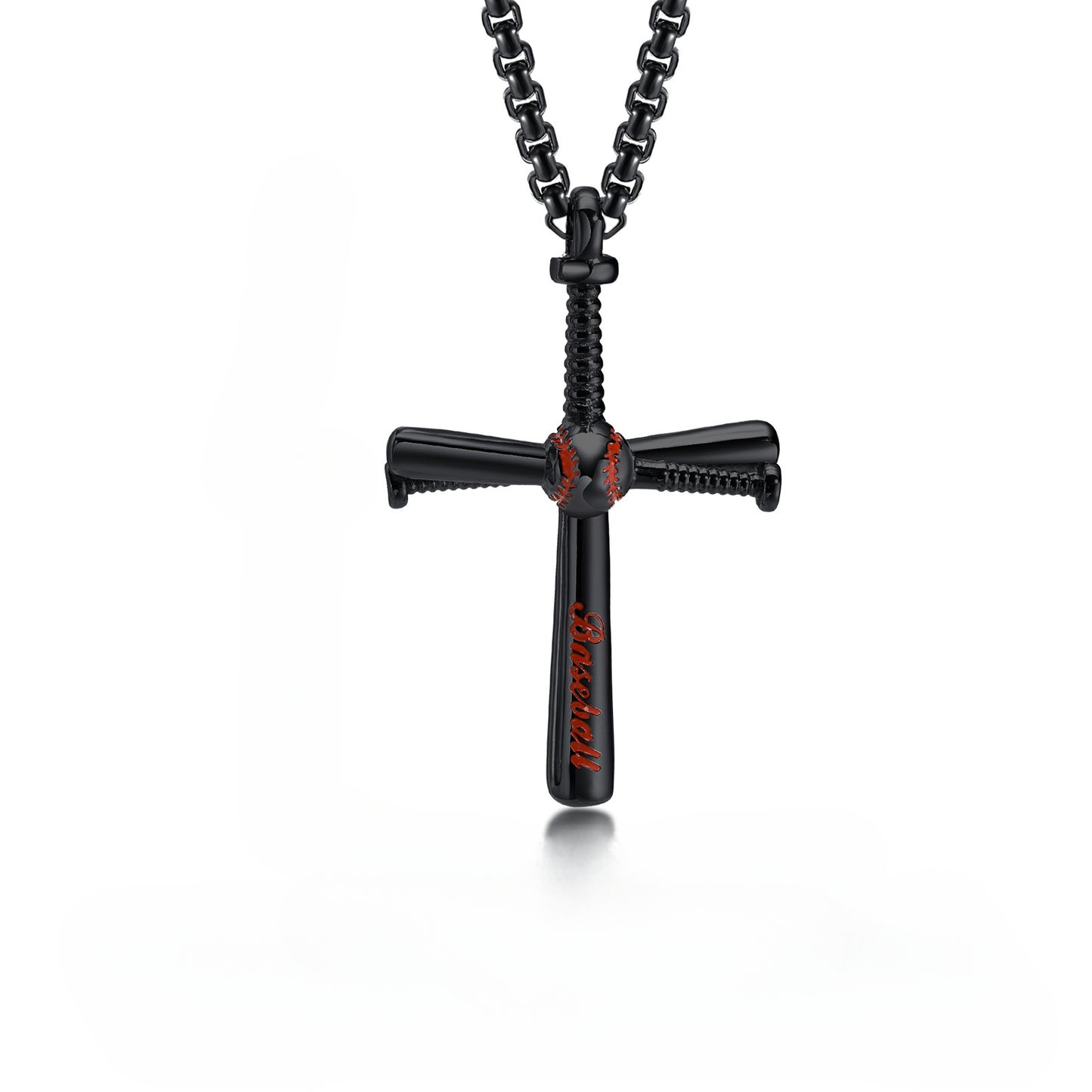 Stainless Steel Baseball Cross Pendant Necklace for Men
