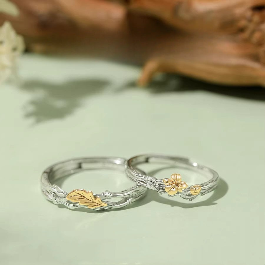 Oak And Kapok Couple Ring 925 Sterling Silver Pair Gift