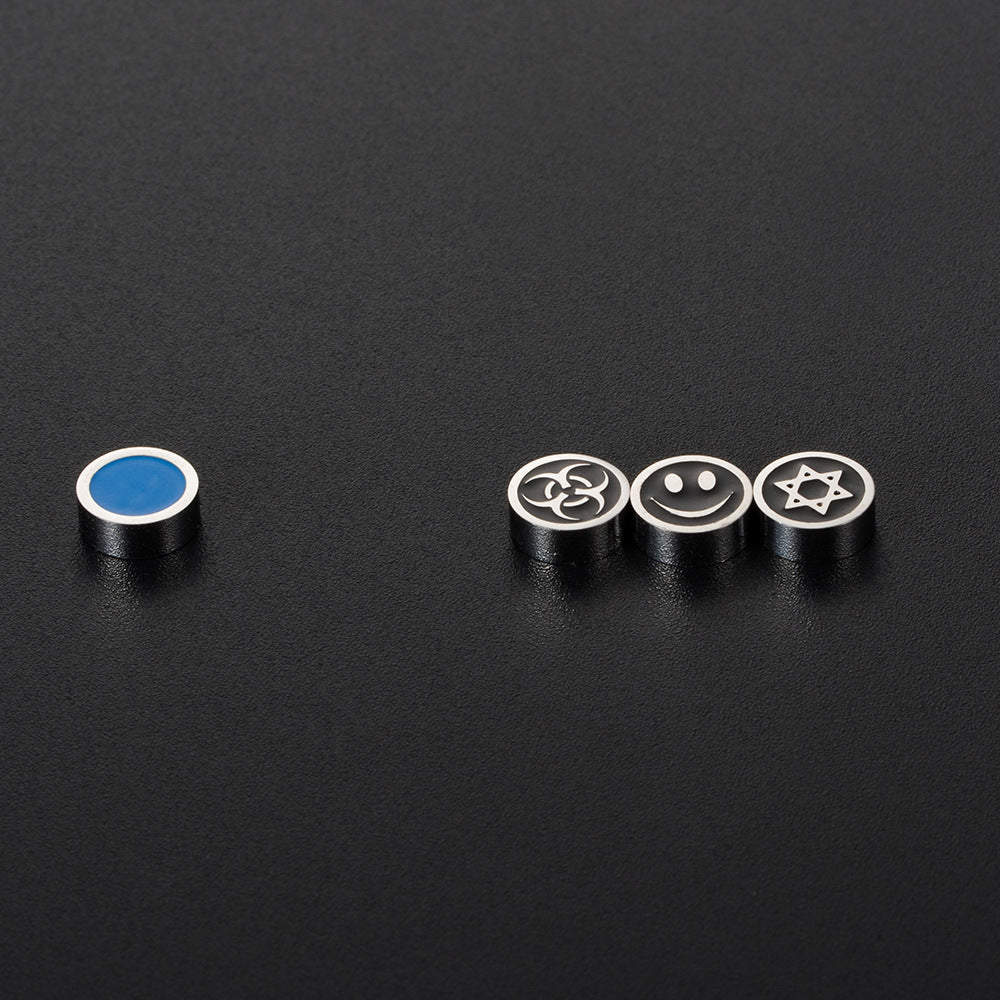 Titanium Steel Double-Sided Magnet Stud Earrings for Men