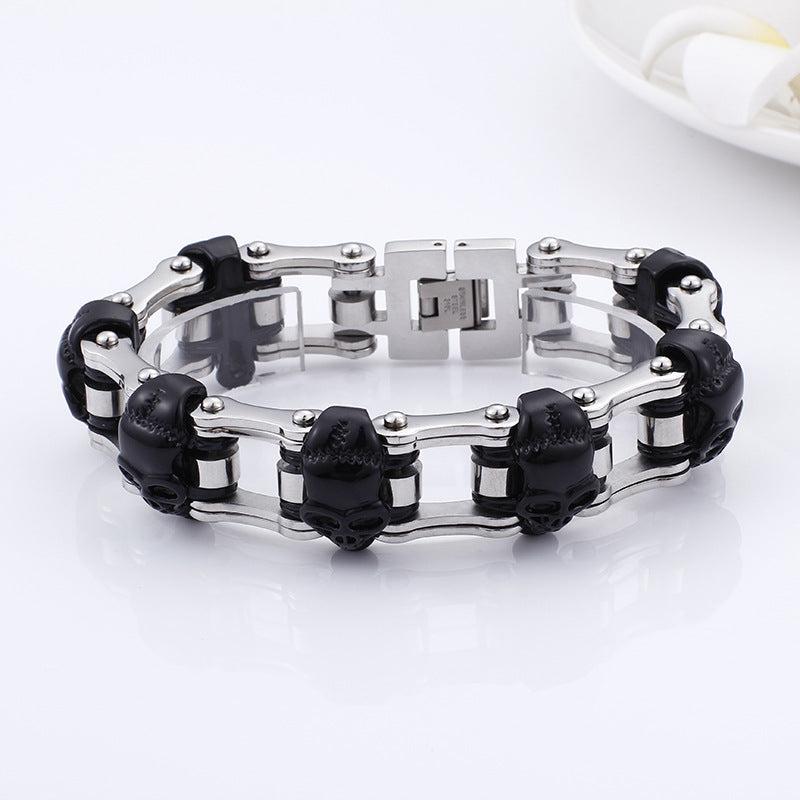 Men's Vintage Titanium Steel Skull Bracelet - Dominant Retro Jewelry for the Stylish Gentleman