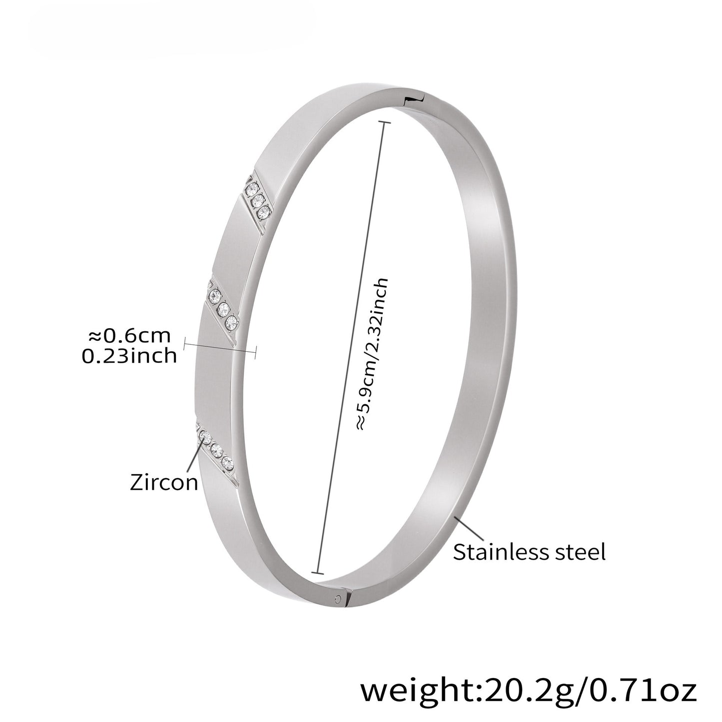 Planderful Women Stainless Steel Geometric Zircon Bracelet