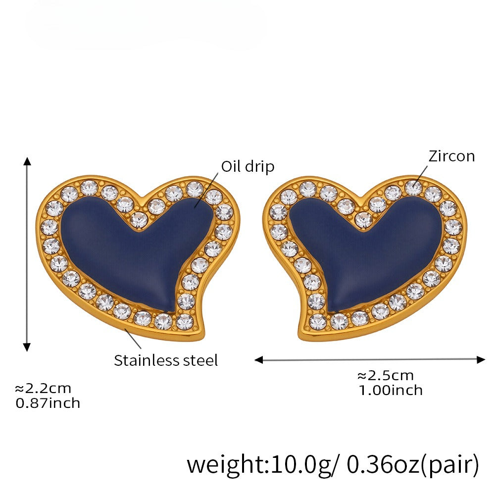 Planderful Heart Zircon Earrings For Women Luxury 18K Gold
