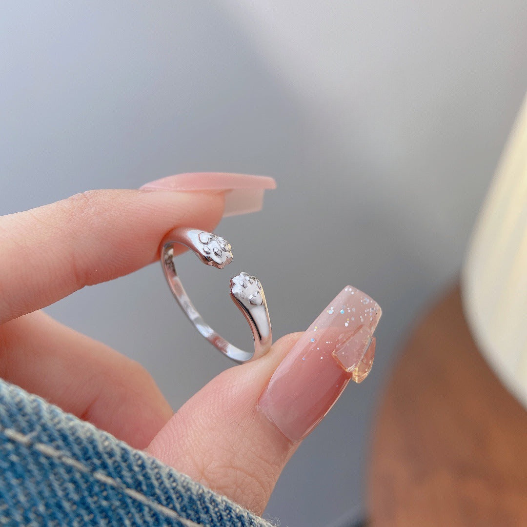 Planderful Everyday Genie Cat Claw Ring – Adjustable Sterling Silver Design