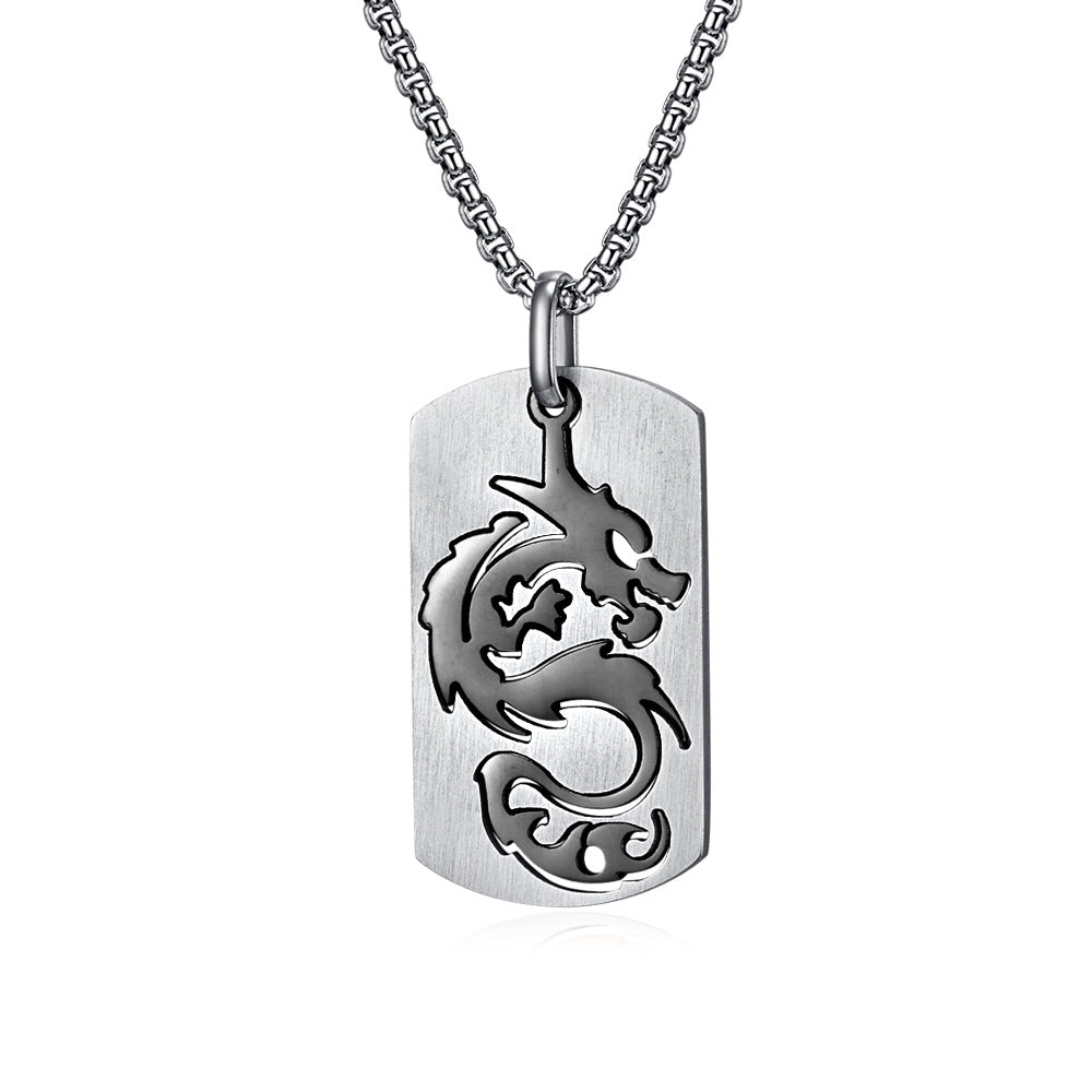 Stainless Steel Plated 18K Gold Chinese Dragon Hollow Pendant