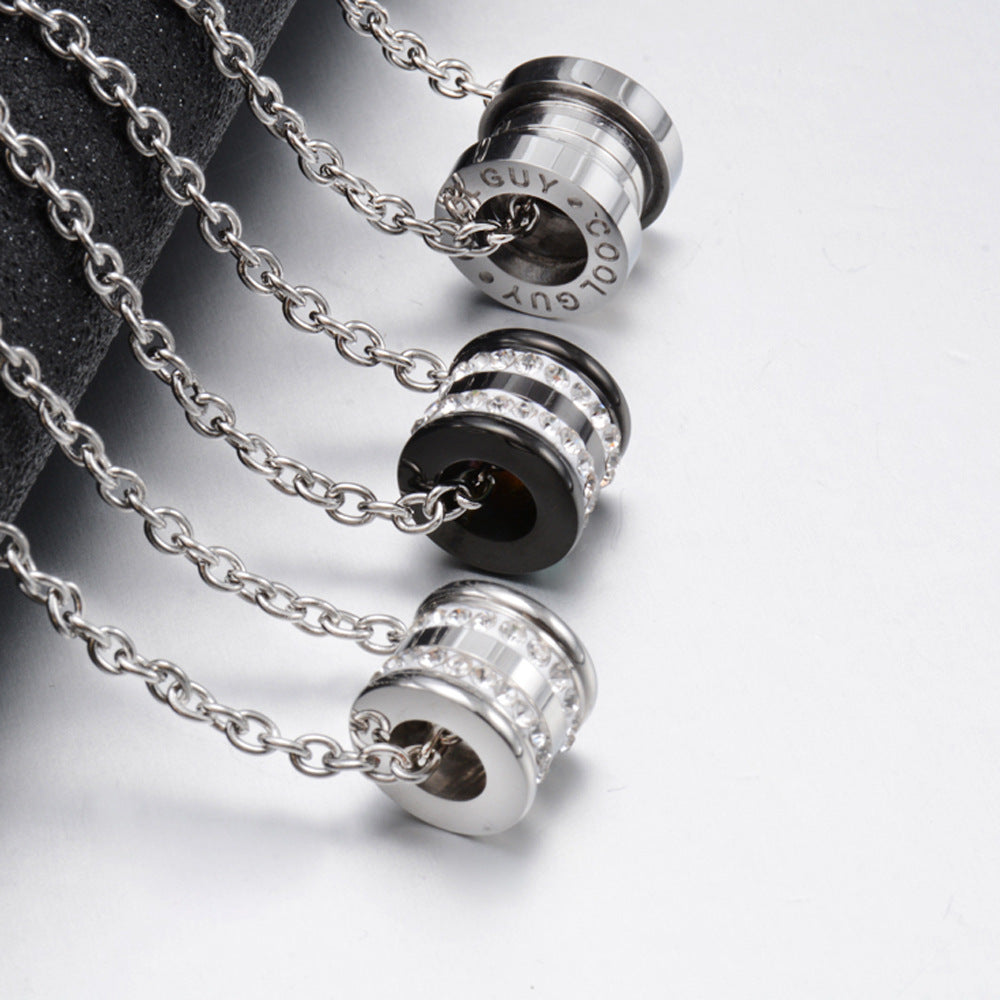 Ins Japanese and Korean Titanium Steel Zircon Necklace Trend