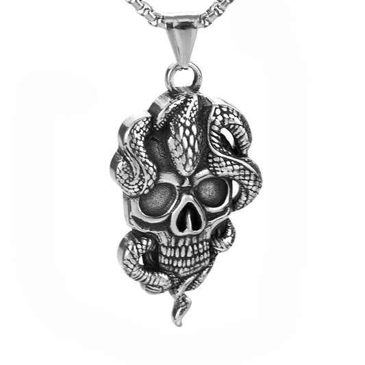 Cross-Border New Products Pendant Skull Snake Necklace for Men
