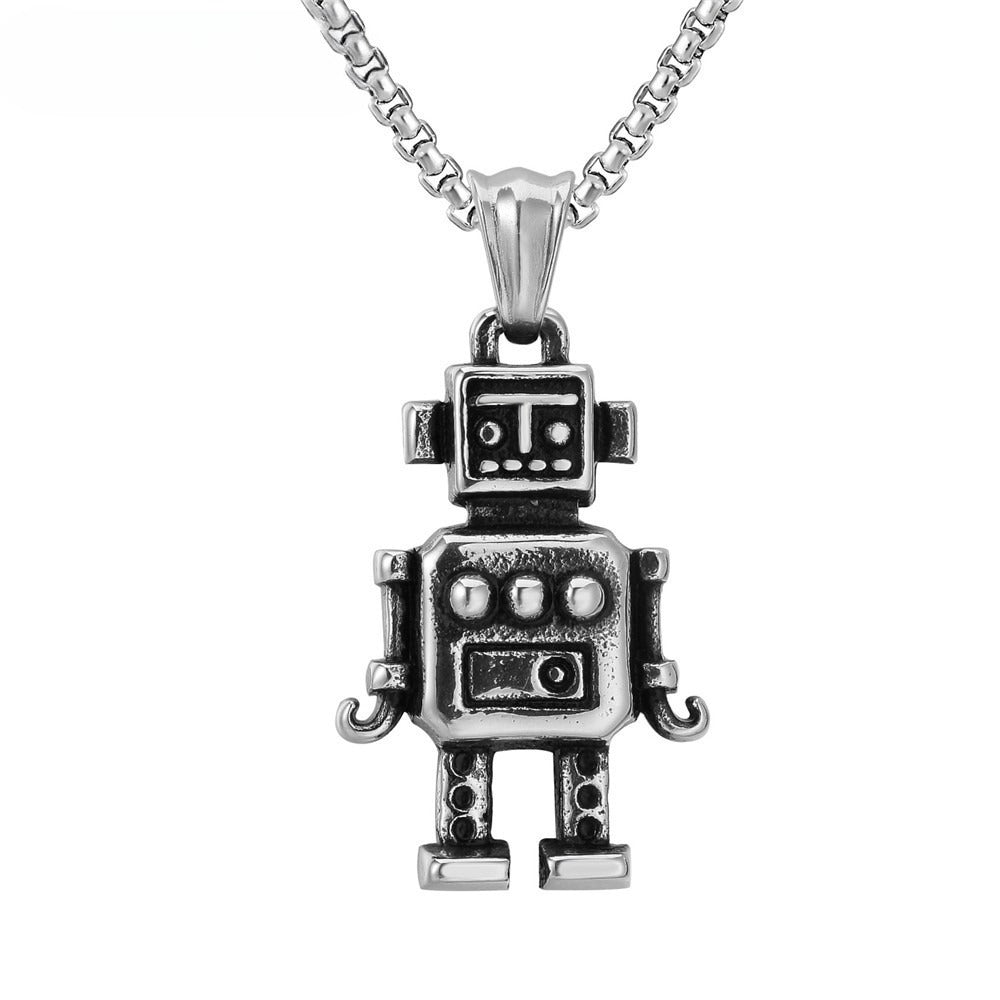 Planderful Personalized Retro Robot Pendant For Men Unisex Stainless Steel Necklace Durable Statement Accessory