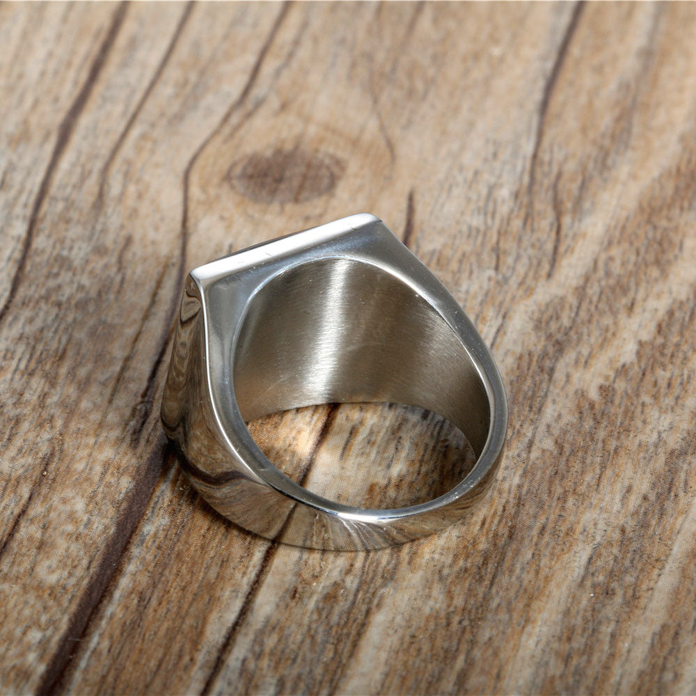 Titanium Steel Retro Punk Agate Ring for Men - Trendy Square Design in Sizes 7-12