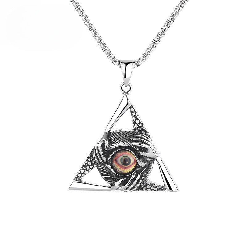 Stainless Steel Necklace - Vintage Punk Devil Eye Pendant for Everyday Wear and Gift Idea