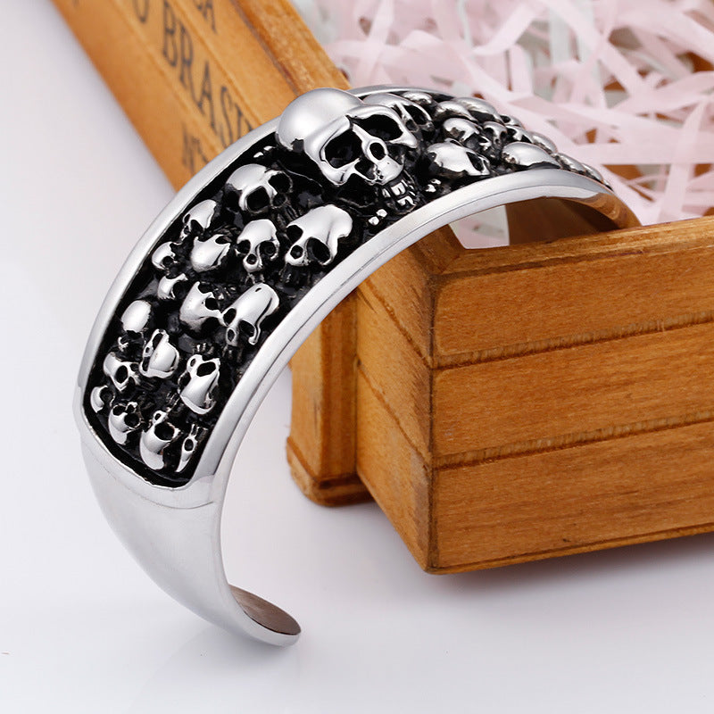 Titanium Steel Bracelet – Punk Skull Men's Bracelet – Direct Sales