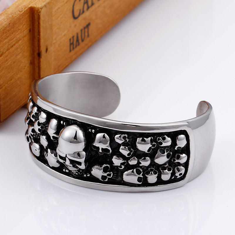 Titanium Steel Bracelet – Punk Skull Men's Bracelet – Direct Sales