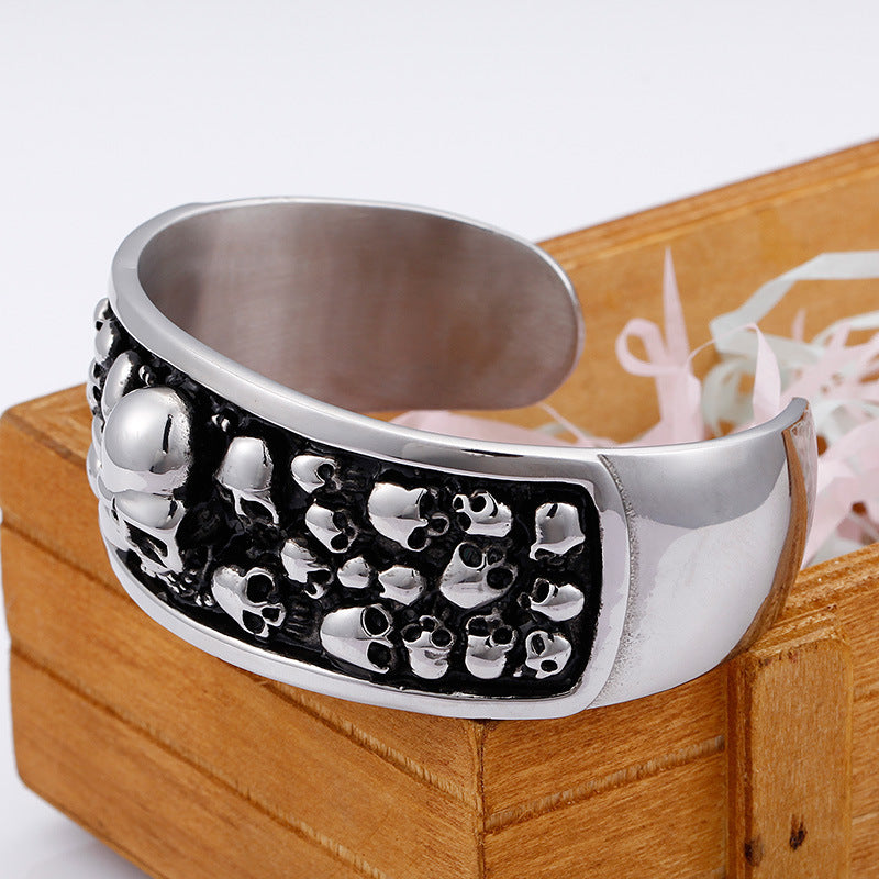 Titanium Steel Bracelet – Punk Skull Men's Bracelet – Direct Sales