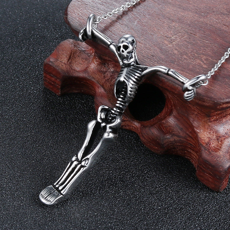 Punk-Inspired Titanium Steel Skull Pendant for Men - Retro Stainless Steel Jewelry by Planderful