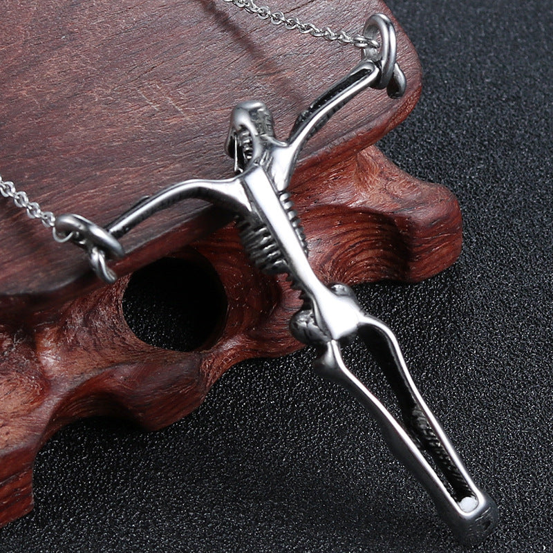 Punk-Inspired Titanium Steel Skull Pendant for Men - Retro Stainless Steel Jewelry by Planderful