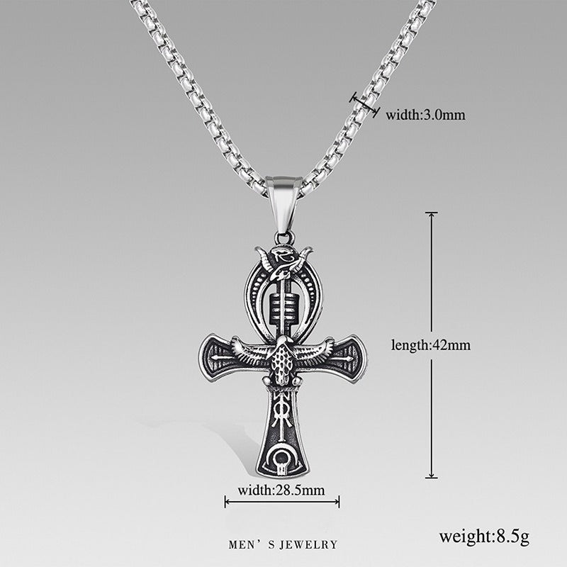 Stainless Steel Necklace – Elegant Egyptian Cross Pendant