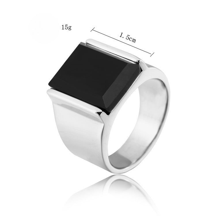 Planderful Titanium Steel Turquoise Ring For Men Unisex European American Statement Bold Protection Jewelry