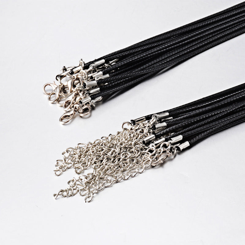 Black Waxed Cord Necklace — 2 mm