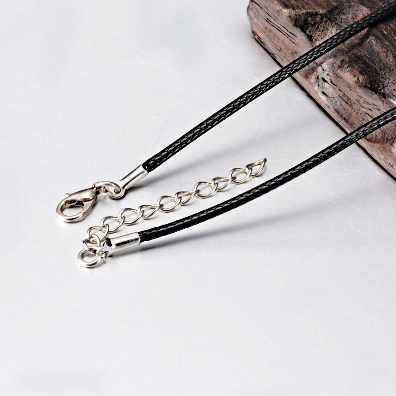 Black Waxed Cord Necklace — 2 mm