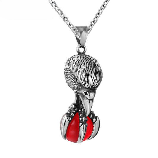 Titanium Steel Pendant Necklace Eagle Claw Stone Unisex Protection Planderful Everyday Genie