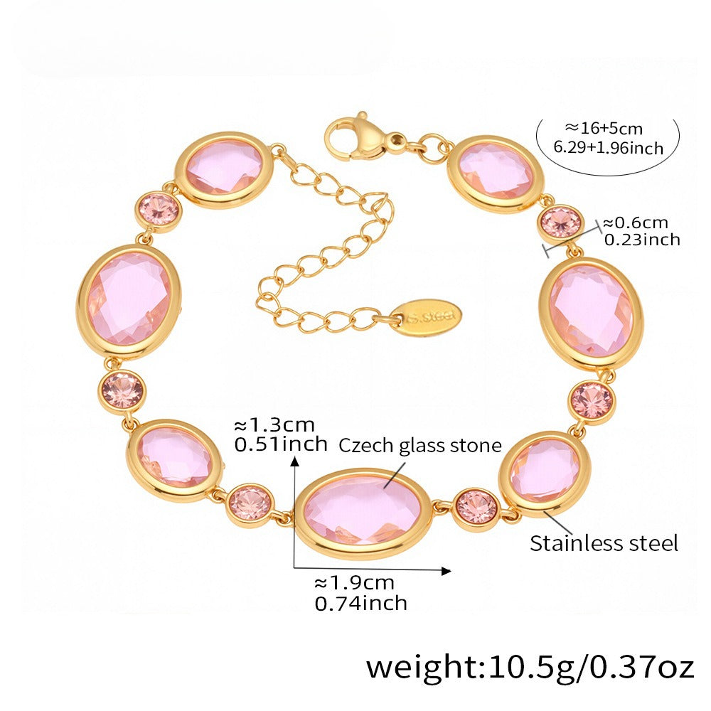Planderful Dopamine Oval Czech Glass Bracelet For Women