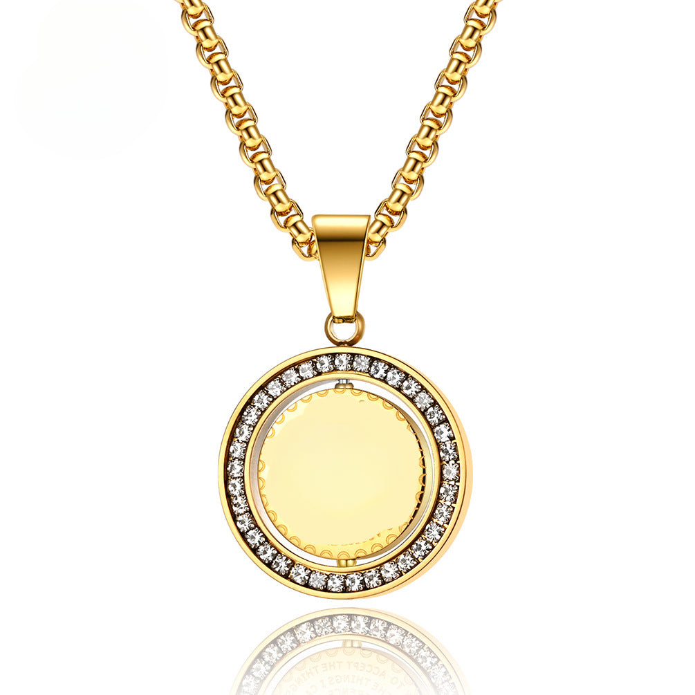 Cross-Border E-Commerce Jewelry Supply Rotatable Round Necklace