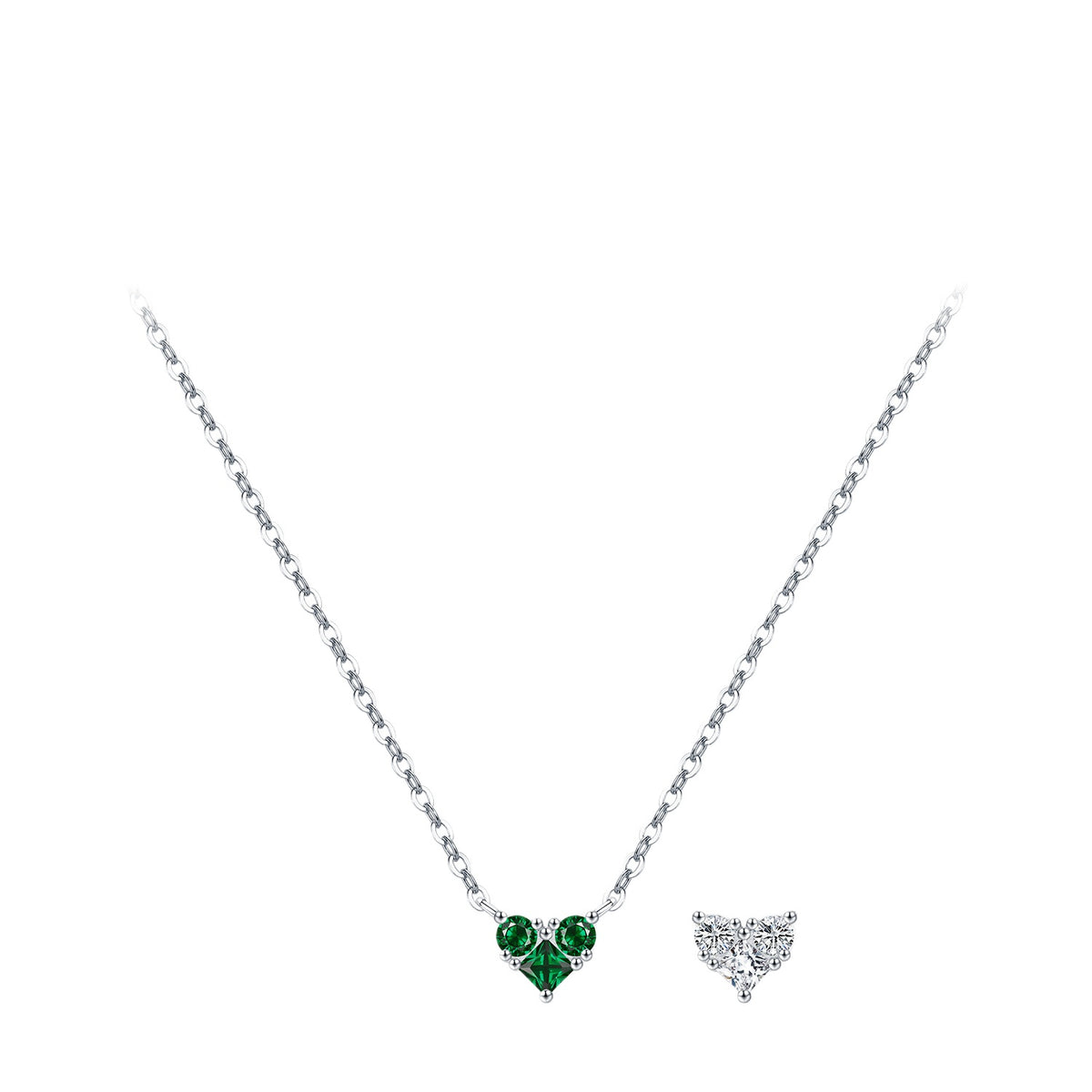 925 Sterling Silver Birthstone Heart Zircon Necklace