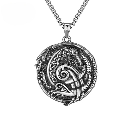 Steel Necklace - Vintage Norse Mythology Crow